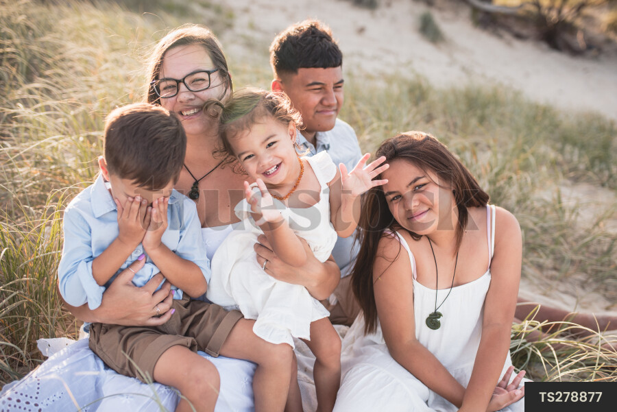 Mum with kids at the beach