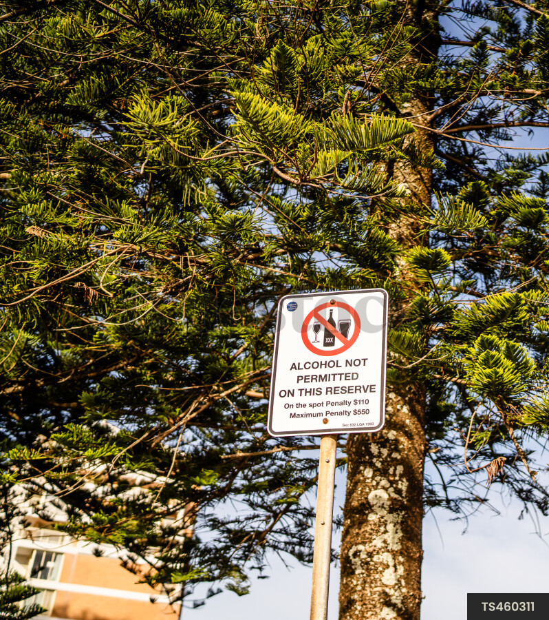 View from below of warning sign